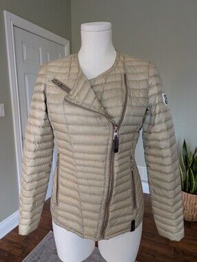 Rudsak Women’s Puffer Jacket Lightweight Down Moto Champagne Beige Size P/S
